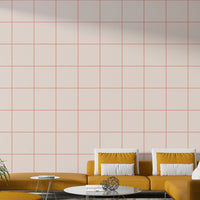 Elegant coral rose grid wallpaper for bedroom walls

