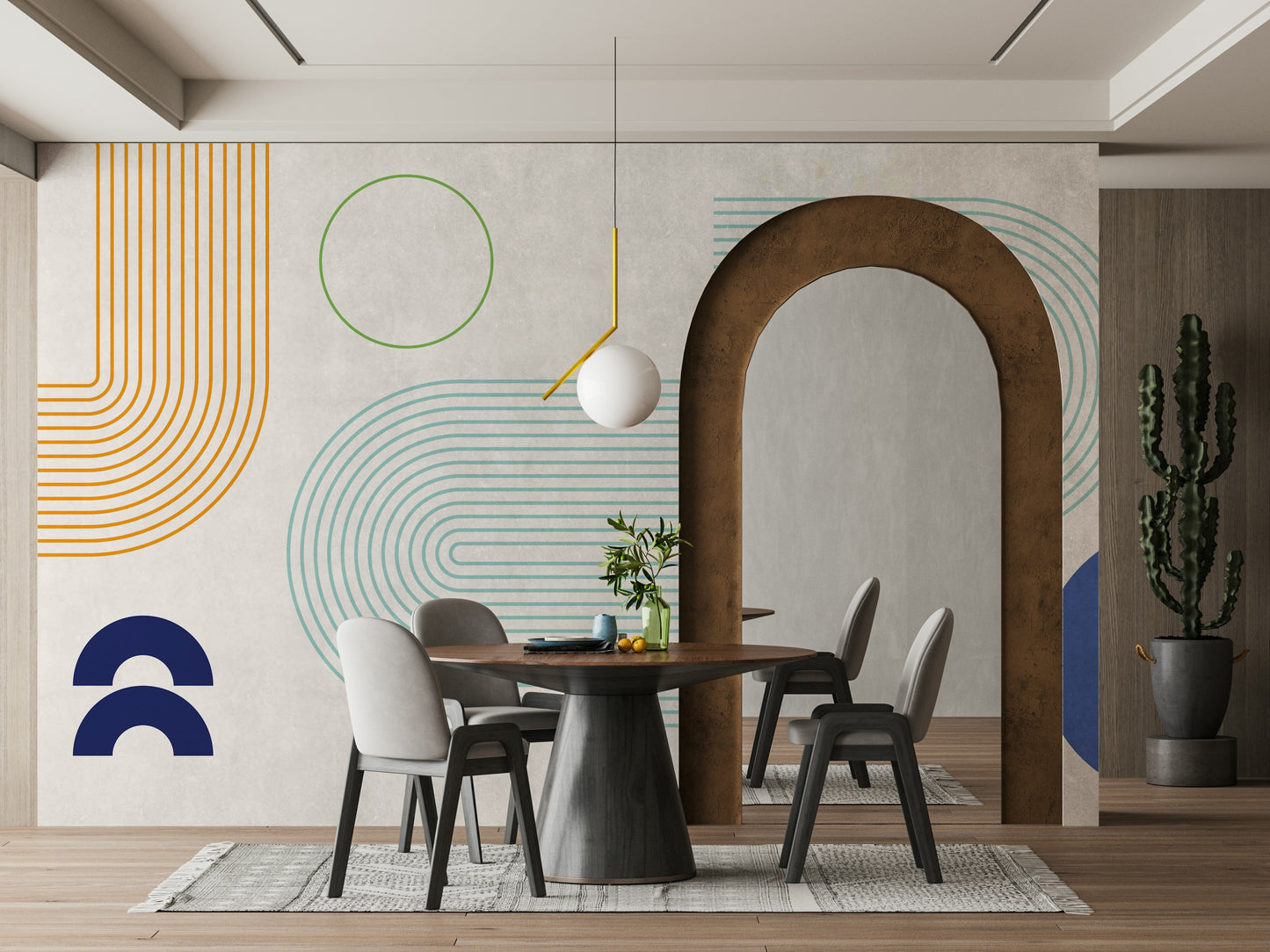 Fluid geometric pattern for minimalist interiors

