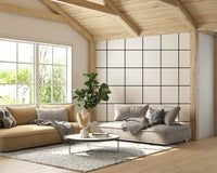 Crisp grid wallpaper in black and white for modern home or office.

