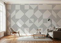 A modern line art wallpaper with repeating geometric blocks in a clean monochrome style.