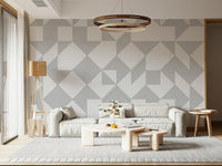 A simple wallpaper design with repeated line-drawn shapes forming an elegant geometric layout.