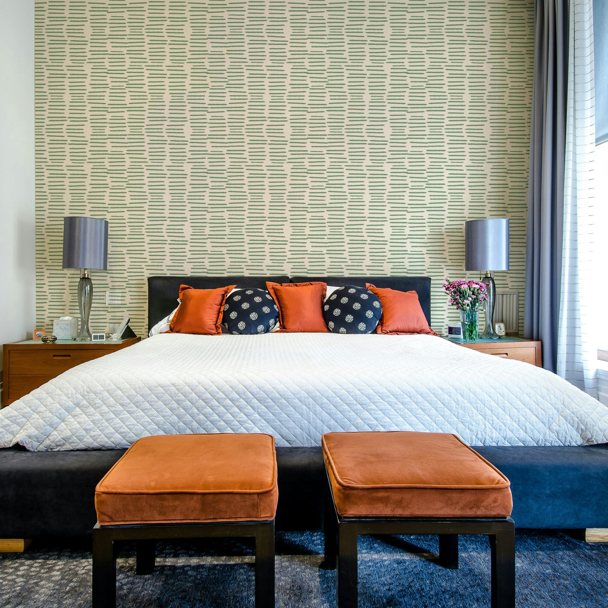 Organic brush stroke wallpaper in soft green

