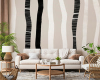 A calming abstract design wallpaper mural that defines a space.
