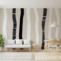 An artistic soft focus mural on minimalist wallpaper.