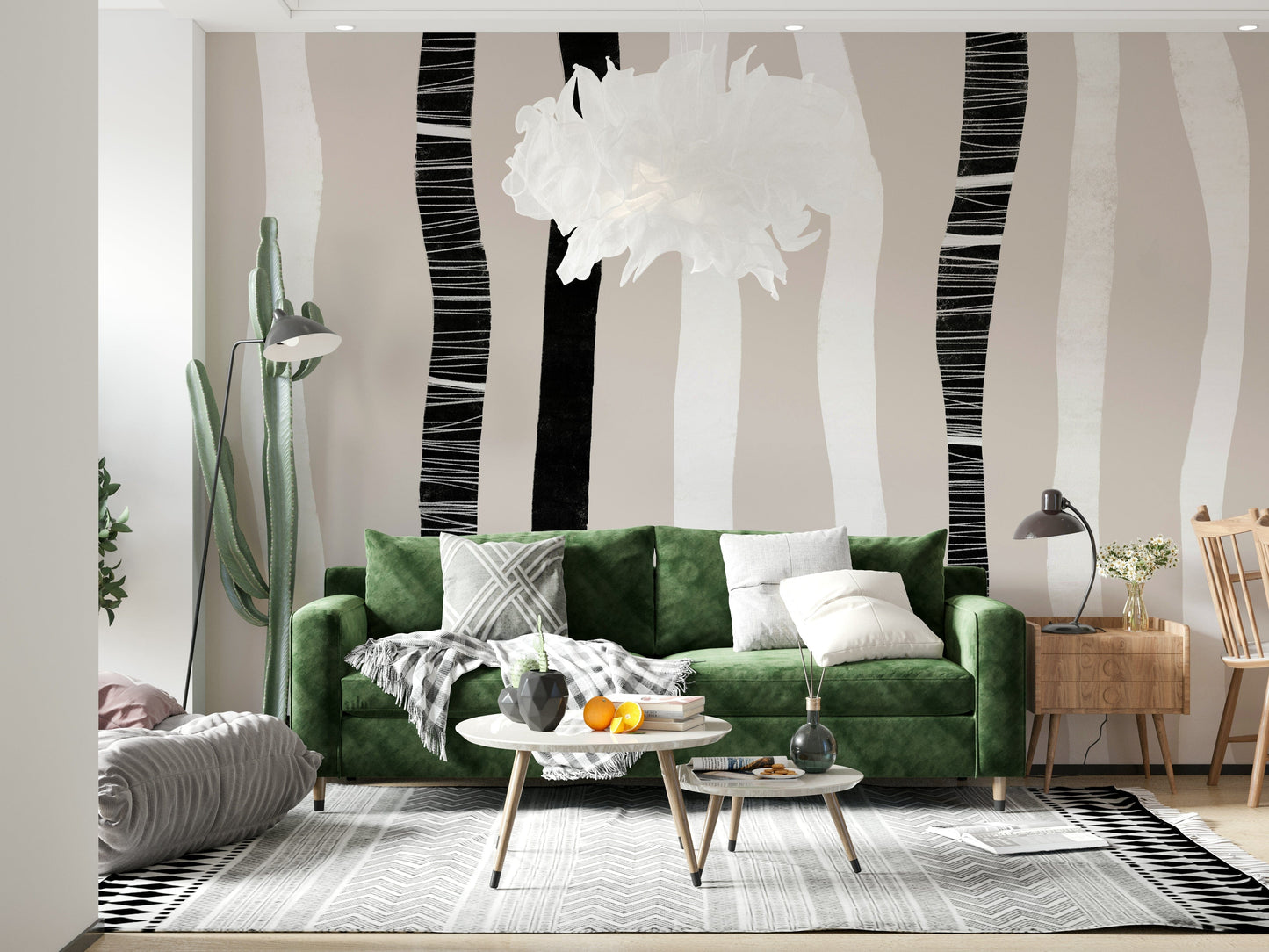A serene abstract line wall mural for your decor.