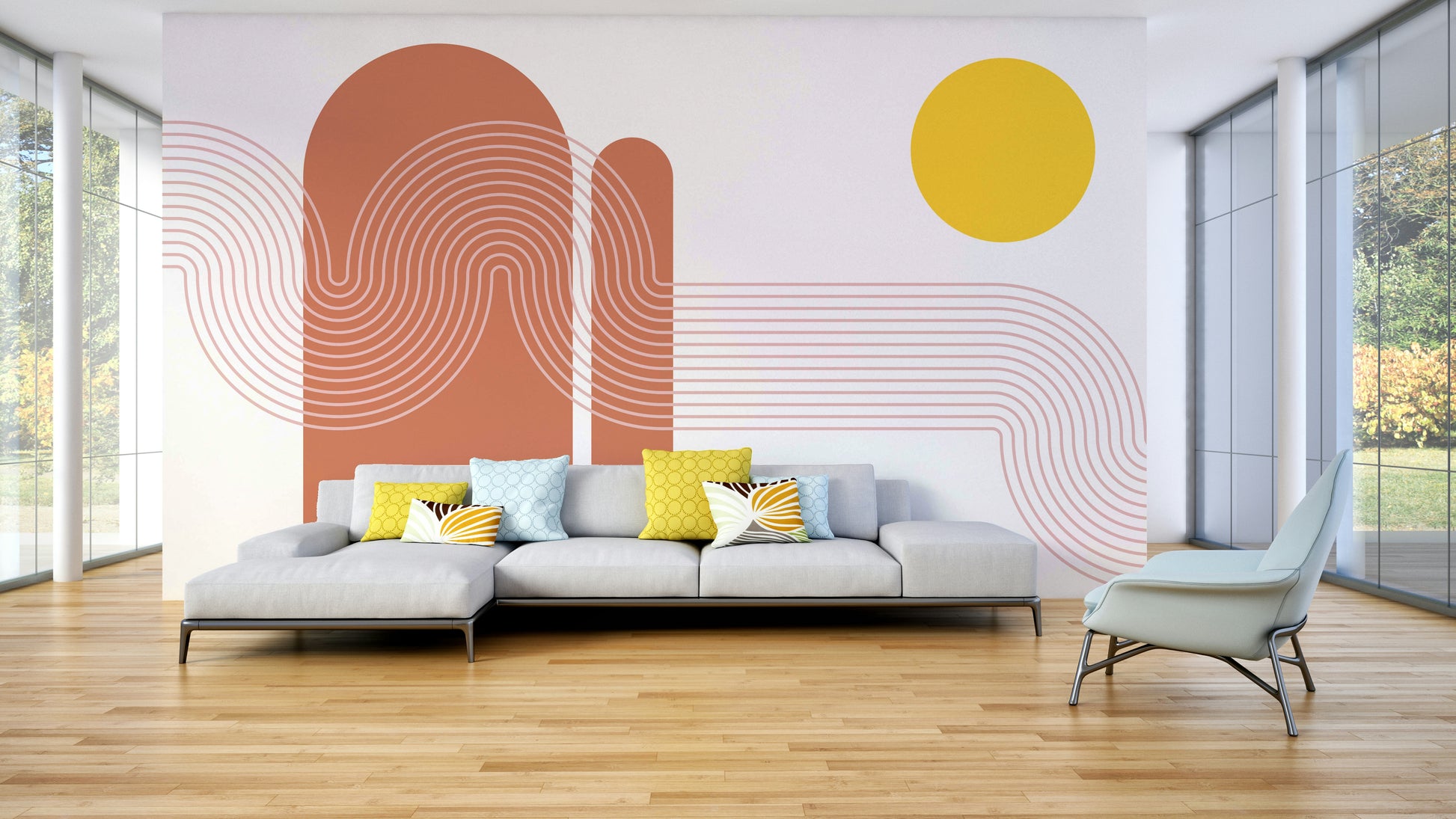 Minimal wall art with fading sunset effect

