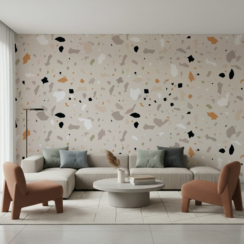 Pale Minimalist Terrazzo wallpaper subtle contemporary texture.