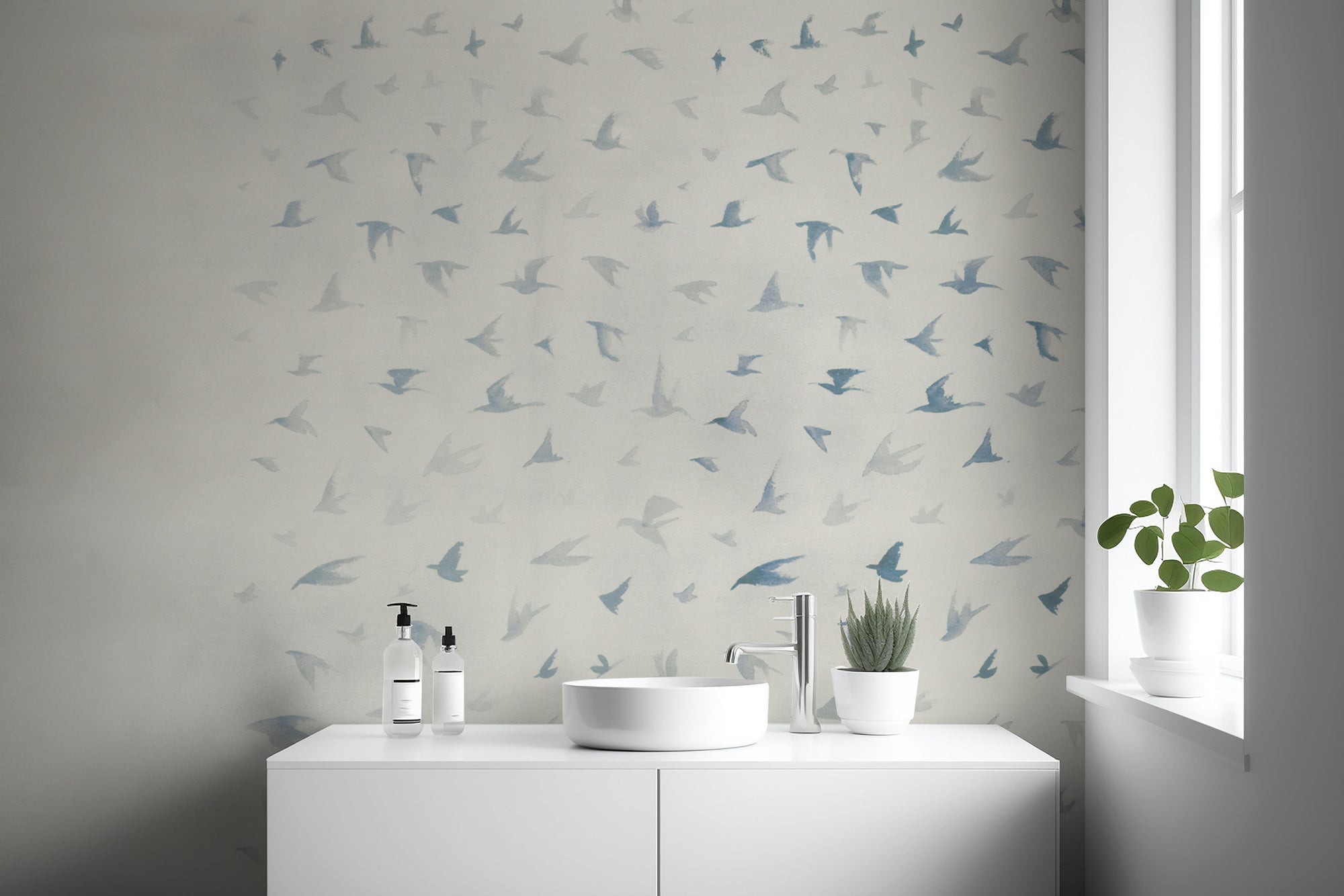 Elegant bird silhouettes in motion
