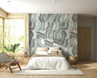 Wall mural with serene mint marble swirls and subtle agate-inspired patterns.