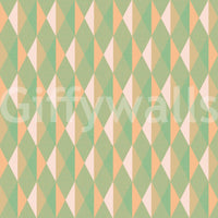Mint peach triangle wall mural seamless pattern