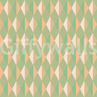 Symmetrical tile effect Mint & Peach Triangles green pattern.