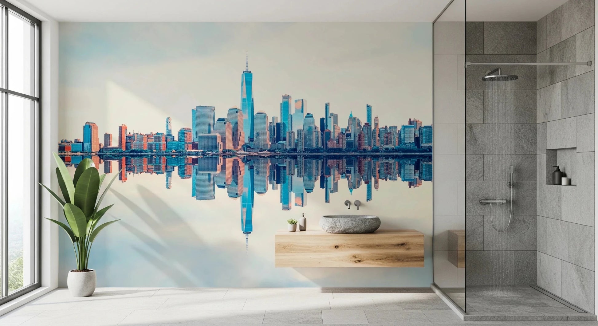 Mirrored Metropolis Wall Mural