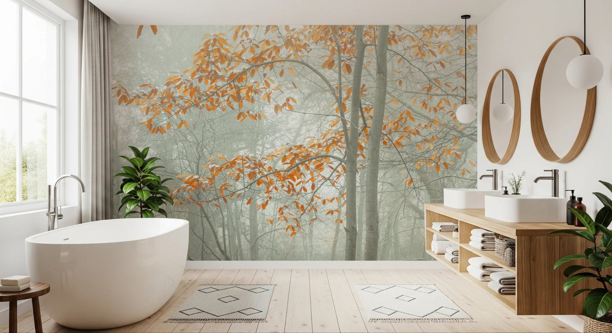 Misty Autumn Morning Wall Mural