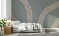 An artistic minimalist form mural for home decor.