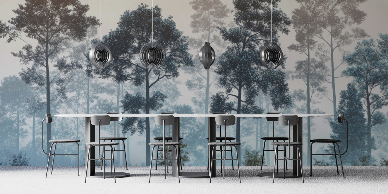 Misty Blue Forest Wall Mural