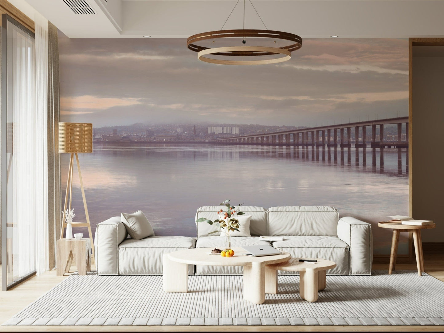 Misty Bridge wallpaper for walls serene morning water reflection