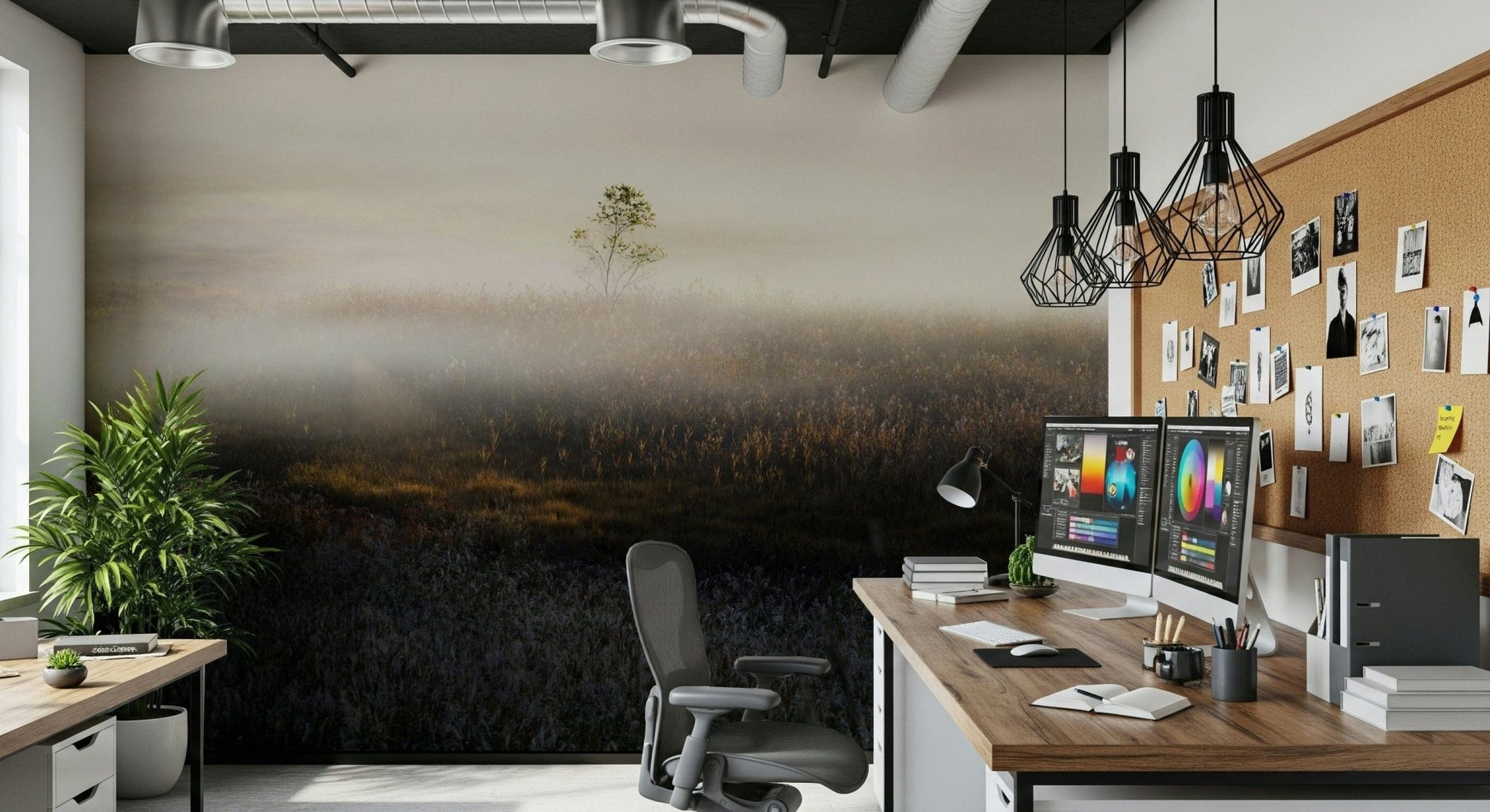 Layered mist gives depth to Misty Dawn Meadow pattern.
