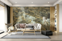 Jungle trees and flowing mist, Misty Forest Canopy scenic wall decor.