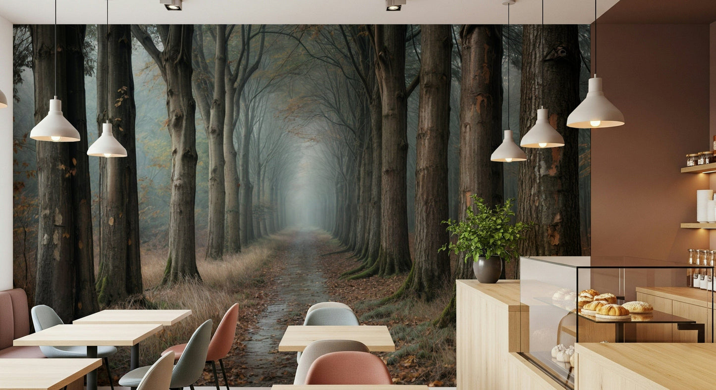 Misty Forest Path Wall Mural