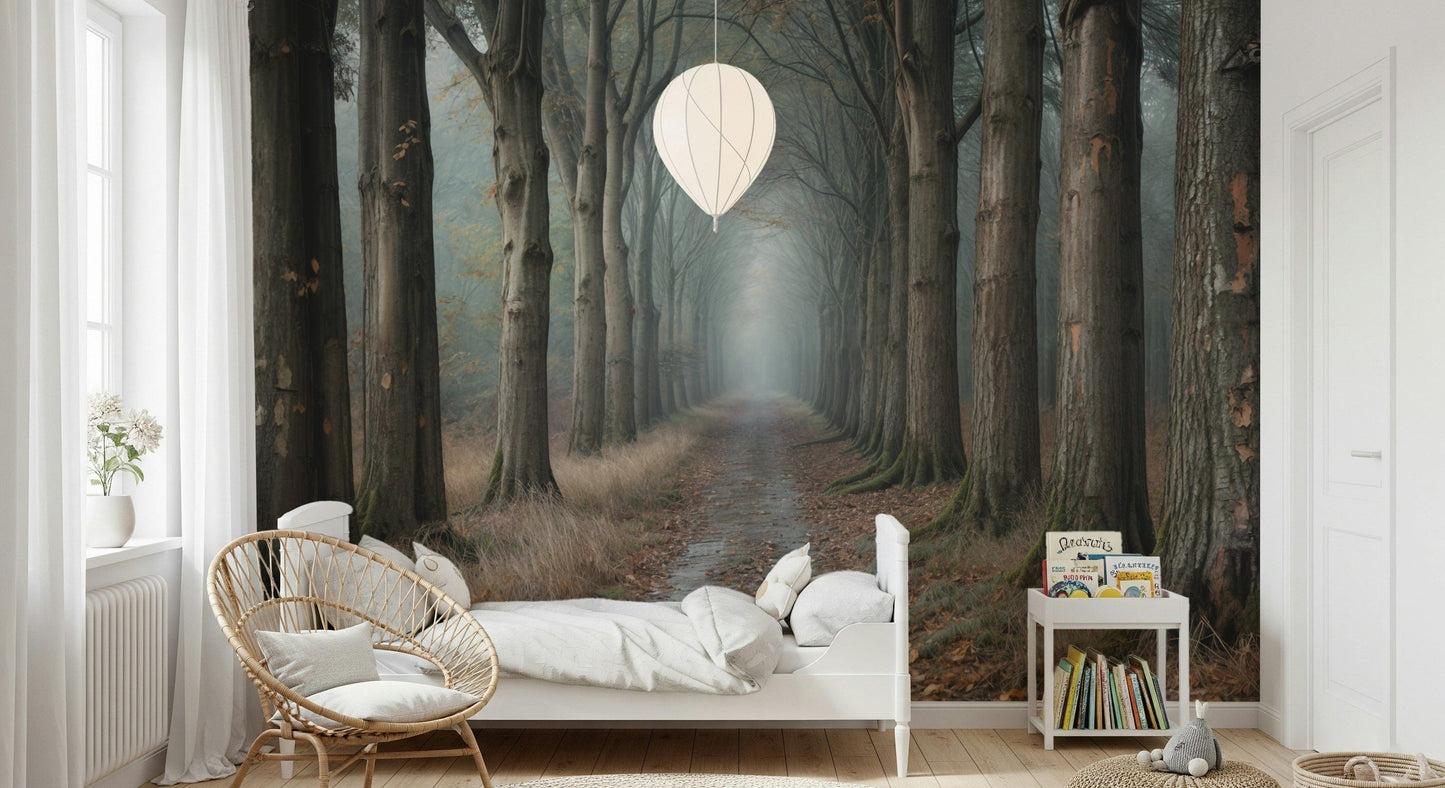 Misty Forest Path Wall Mural