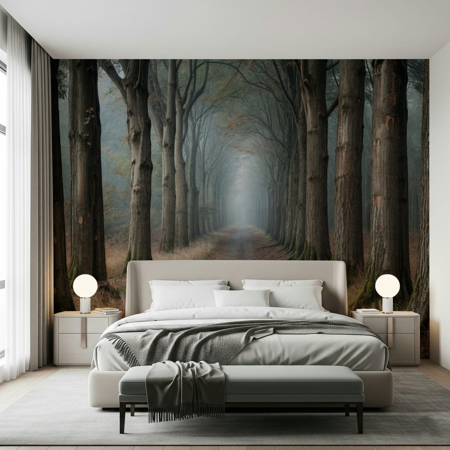 Misty Forest Path Wall Mural