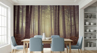 Enigmatic Beauty of Forest Wall Mural in apartment entry, dark green woods, clean focal wall