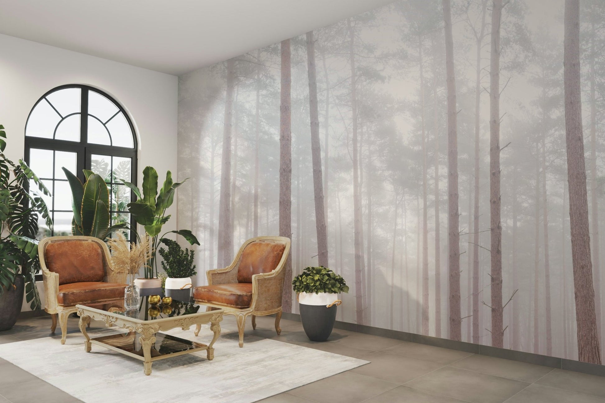 Forest in mist wallpaper for walls

