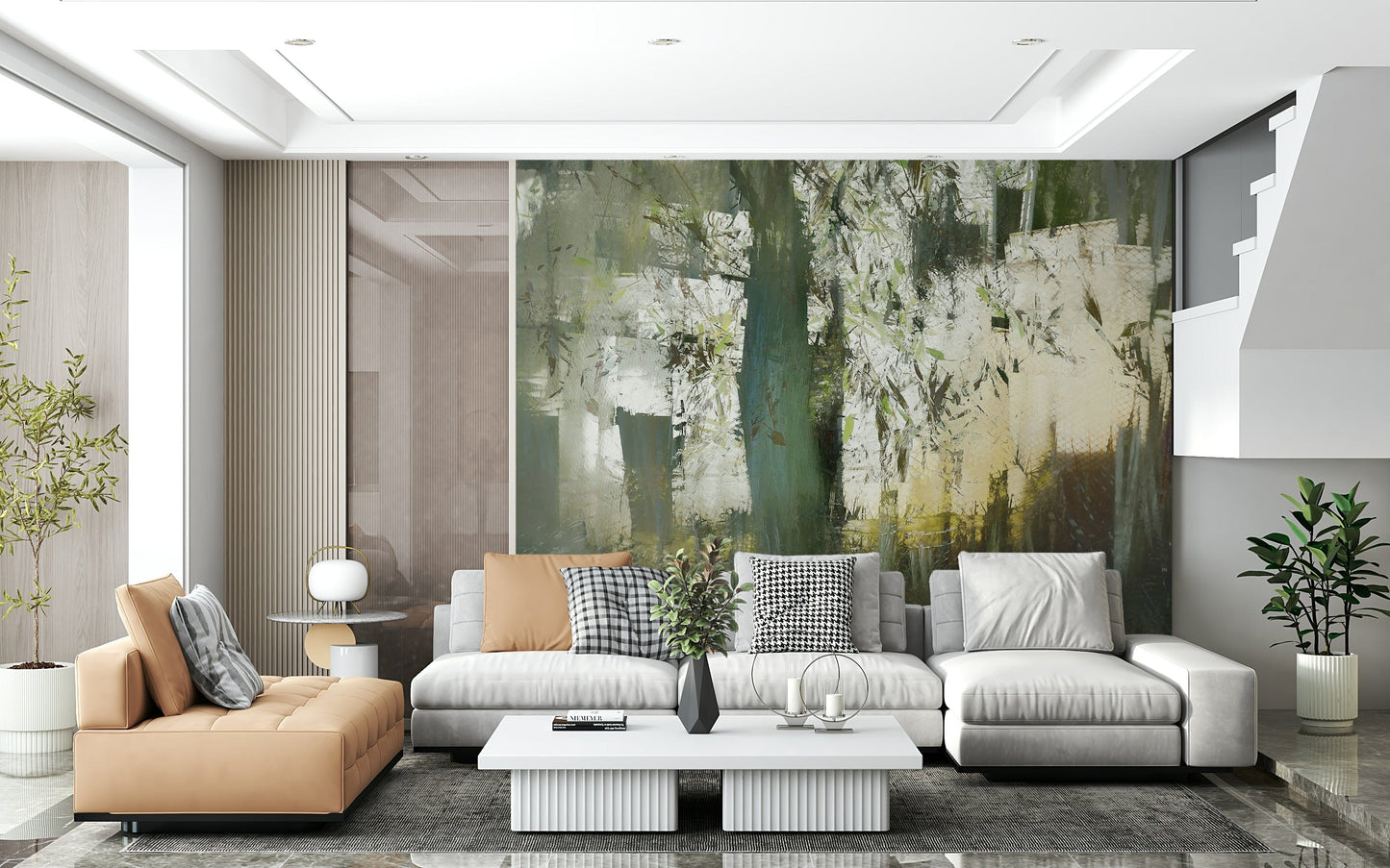 Misty Woodland Abstraction Wall Mural -2377428