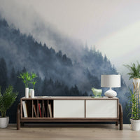 The wallpaper is perfect for a peaceful space.


