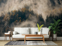 Atmospheric thick fog on Misty Woods Serenity mural art.