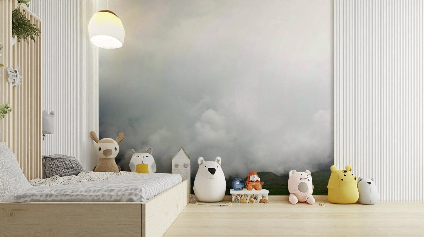 The peel and stick wallpaper showing realistic nature textures.