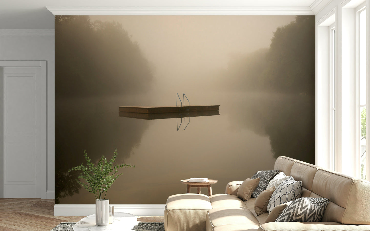 Misty Lake Retreat Wall Mural -2130139