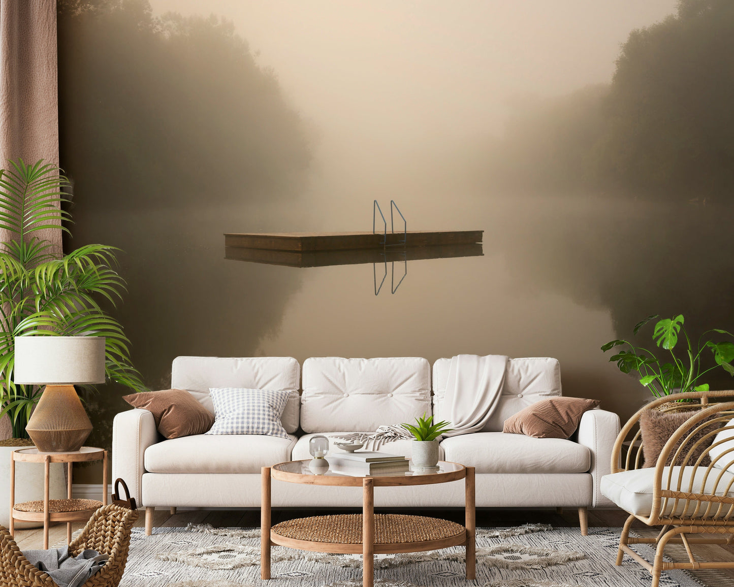 Misty Lake Retreat Wall Mural -2130139