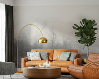 Muted blue colour palette on a high quality mural for a traditional dining room.