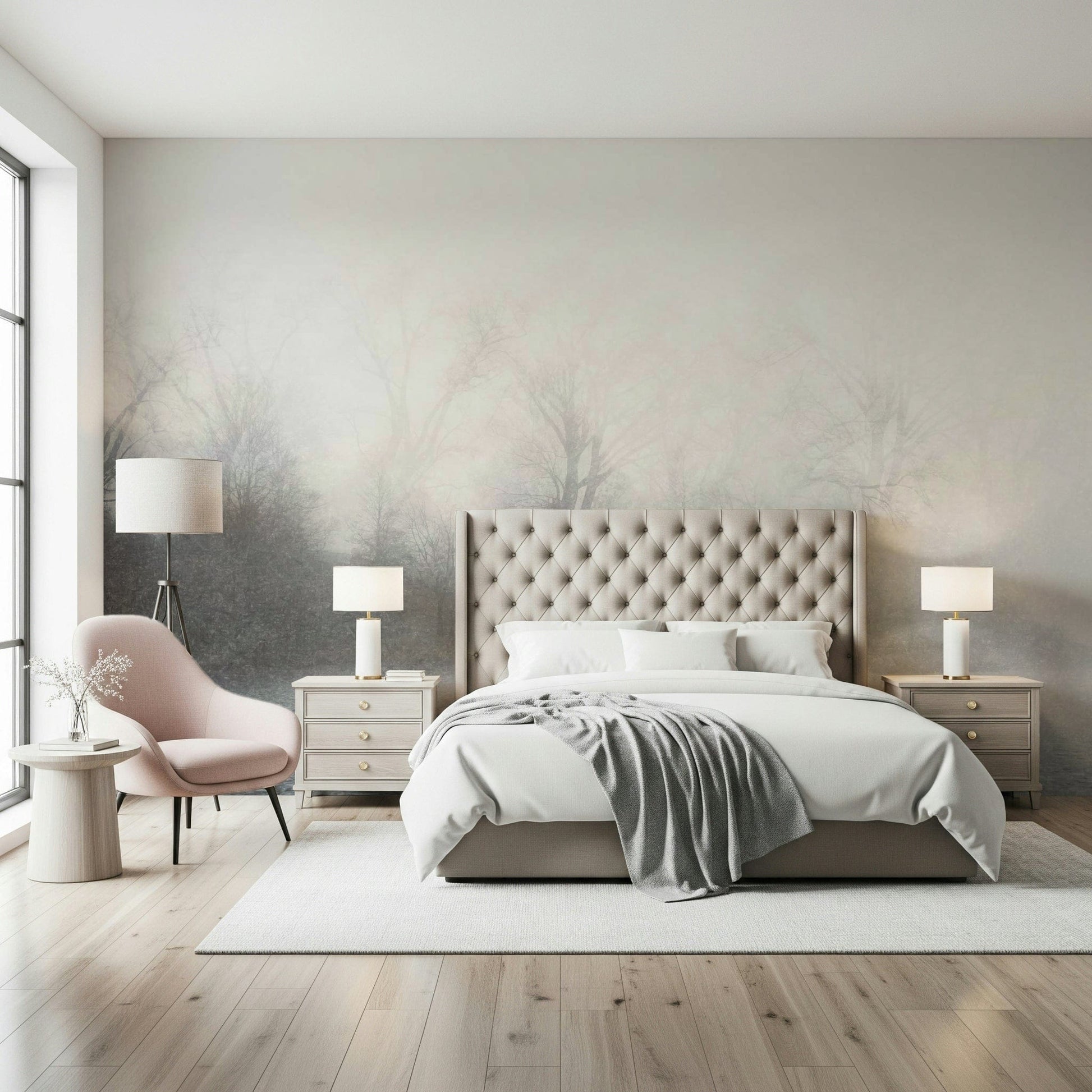 Large scale lake mural for a hallway feature wall in a contemporary terrace home.