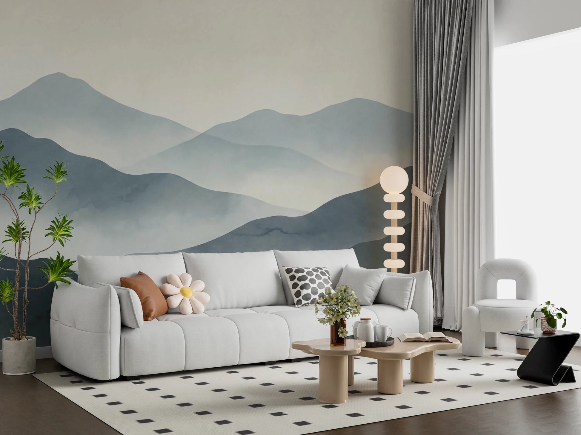 Misty Mountain Haze Wall Mural