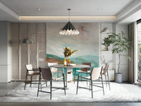 Fog-covered mountain wall art in neutral tones

