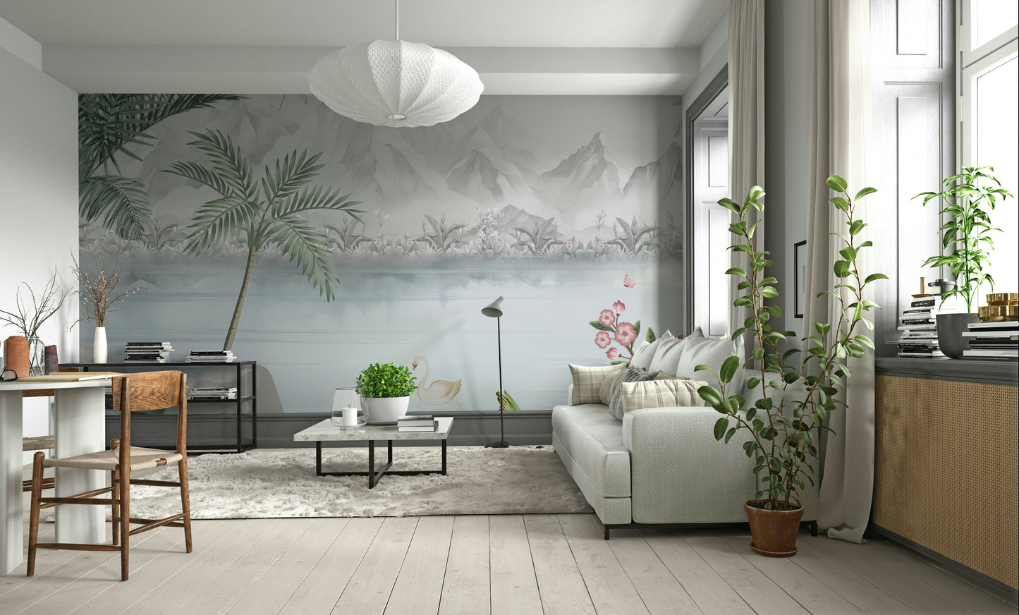 Misty Mountain Lake Escape Wall Mural