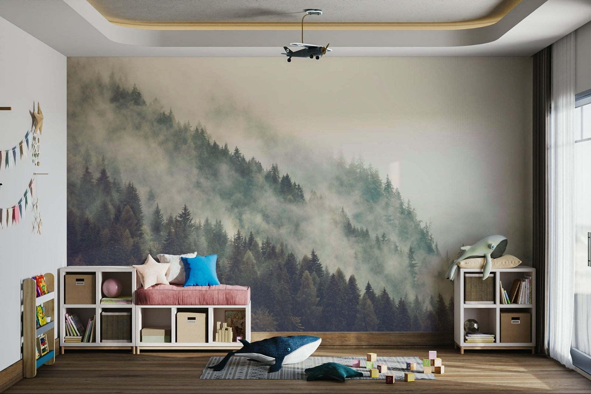 A classic misty mountain wallpaper for walls.

