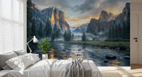 Misty Peaks Panorama Wall Mural