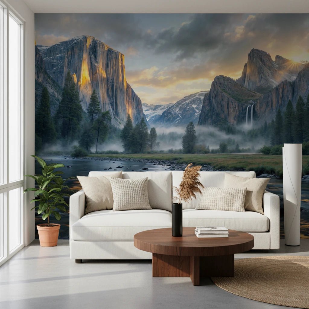 Buy Misty Peaks Panorama Mountain Landscape Wall Mural | UK