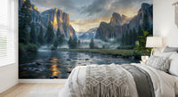 Misty Peaks Panorama Wall Mural