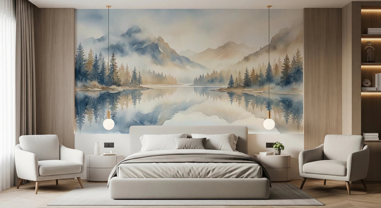 Misty Peaks Wall Mural