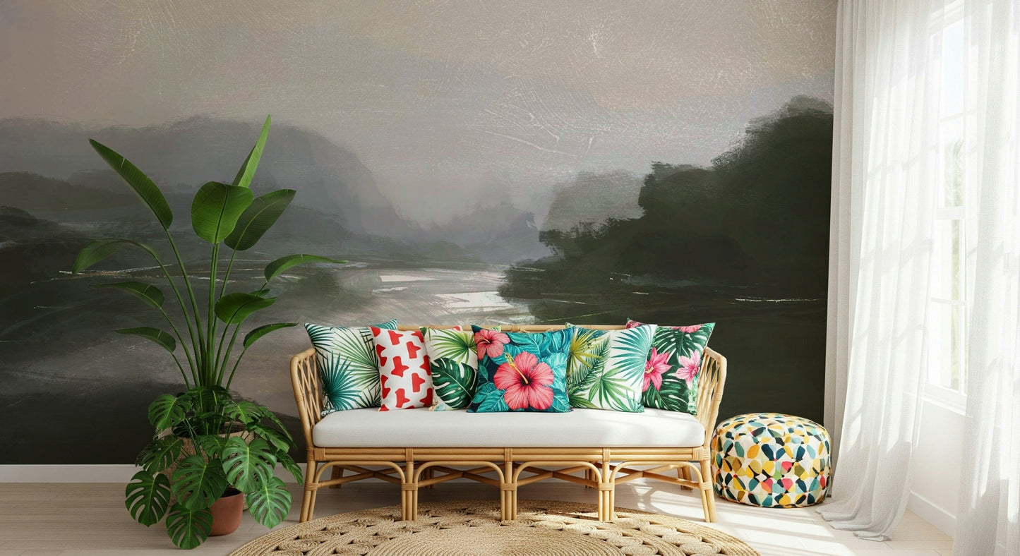 An artistic nature inspired mural for home decor.