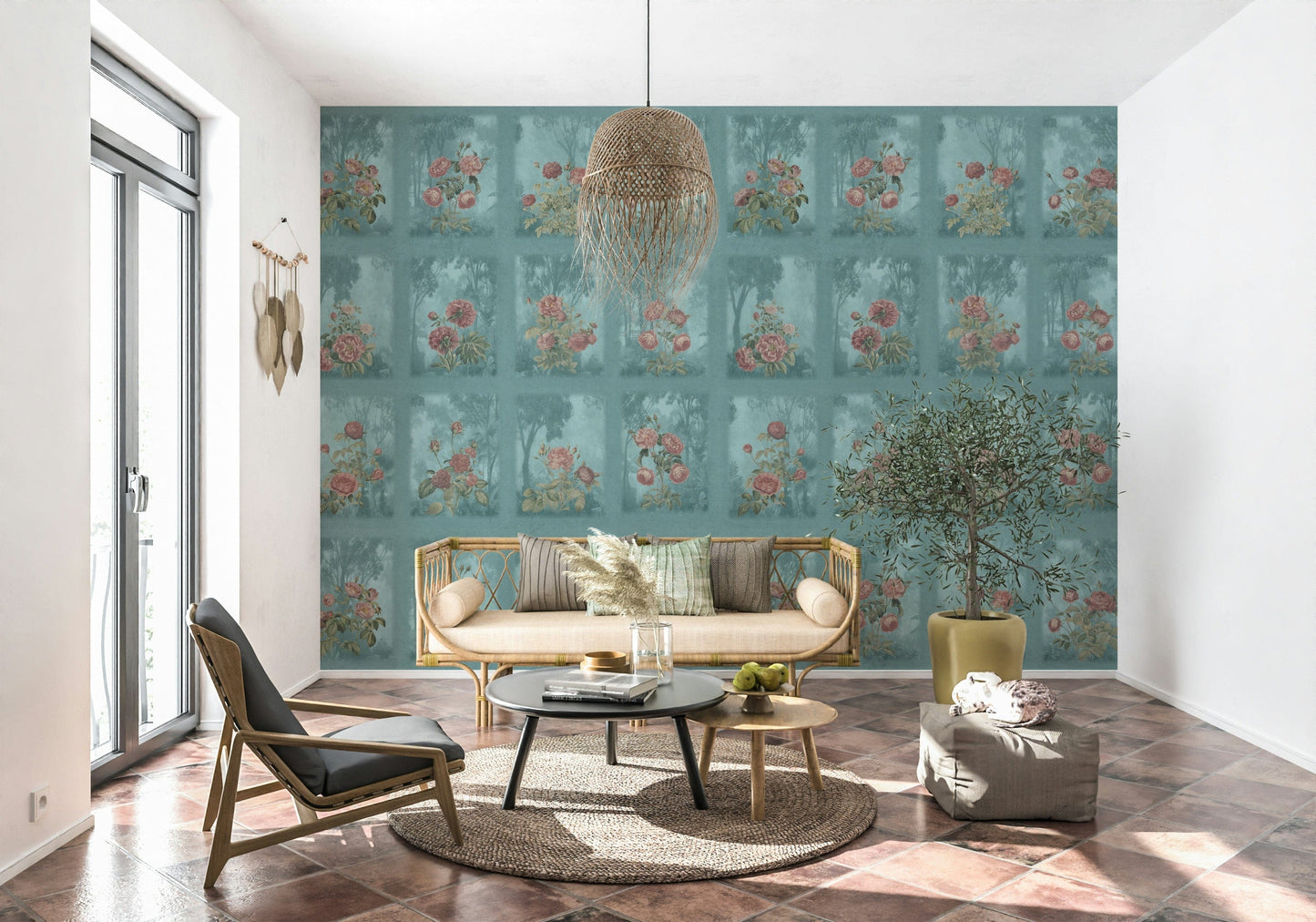 Minimalist botanical wall decor for a sleek studio apartment.