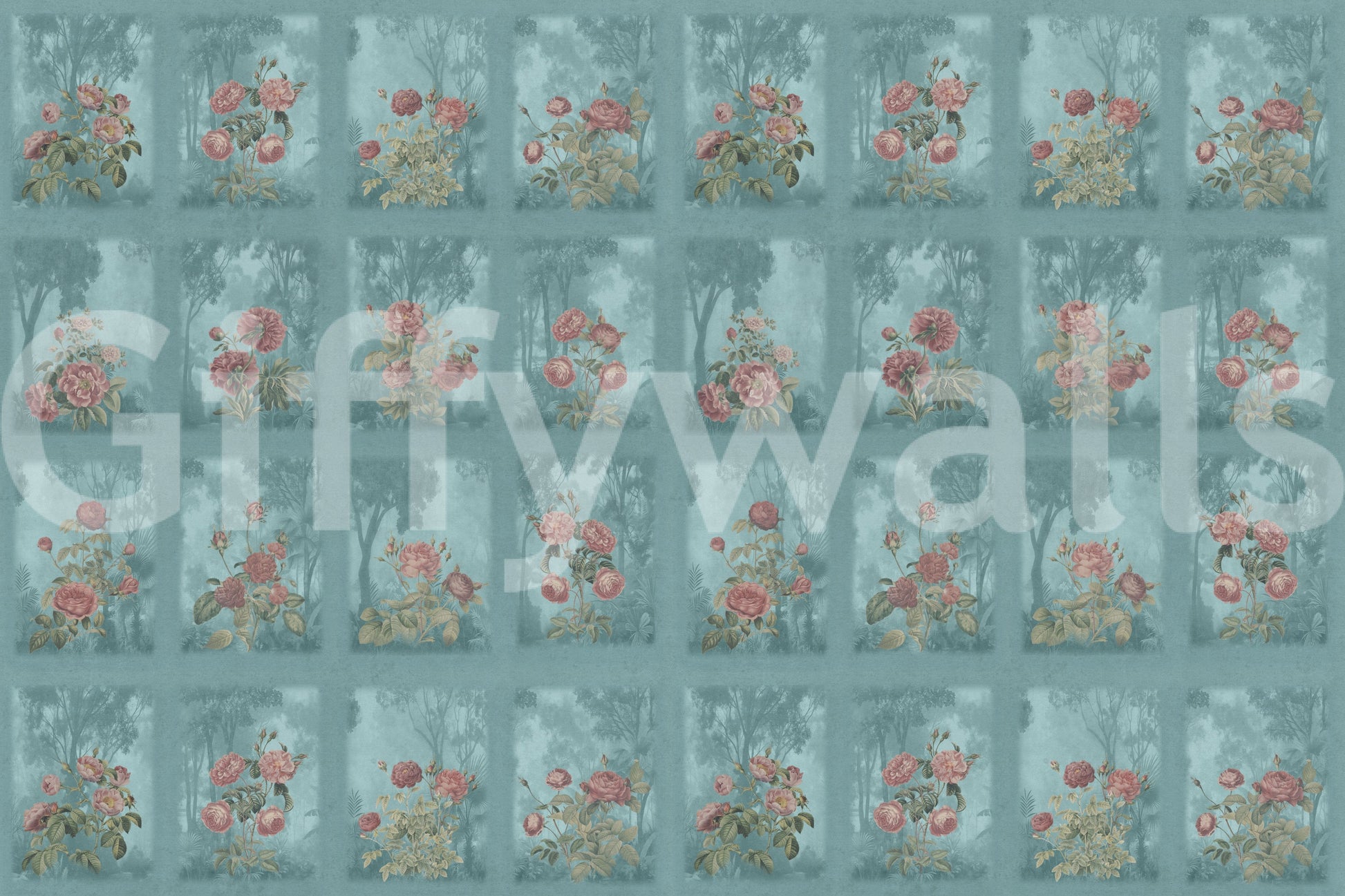 High-quality floral illustration on a durable vinyl mural for hallways.