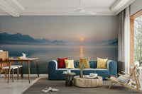 The mural is a high-quality print with good detail in the sky.

