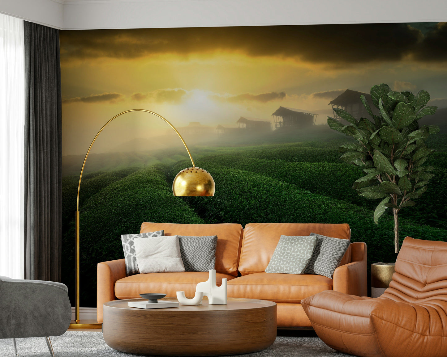 Golden Mist Tea Estate Wall Mural -2353176