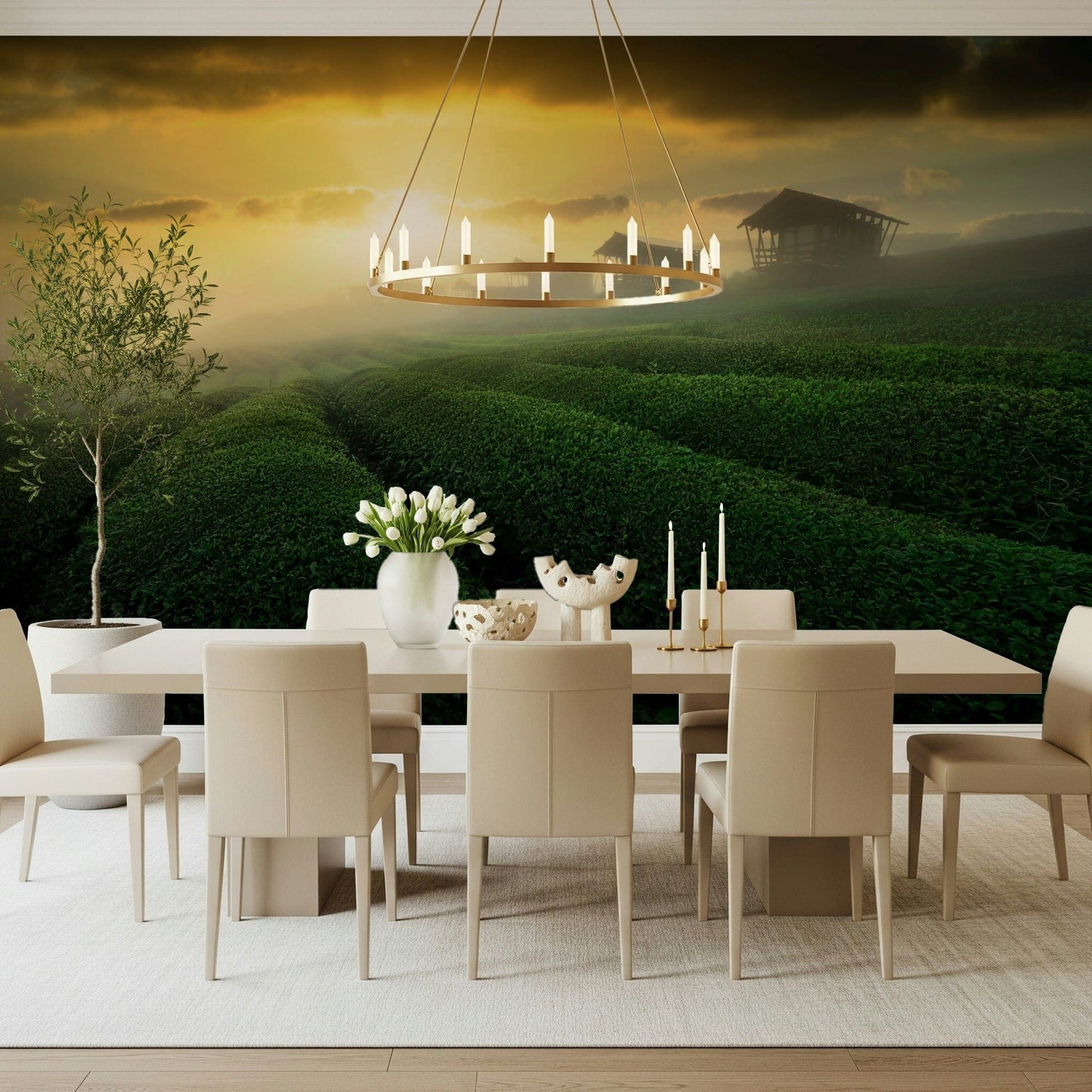 Golden Mist Tea Estate Wall Mural -2353176