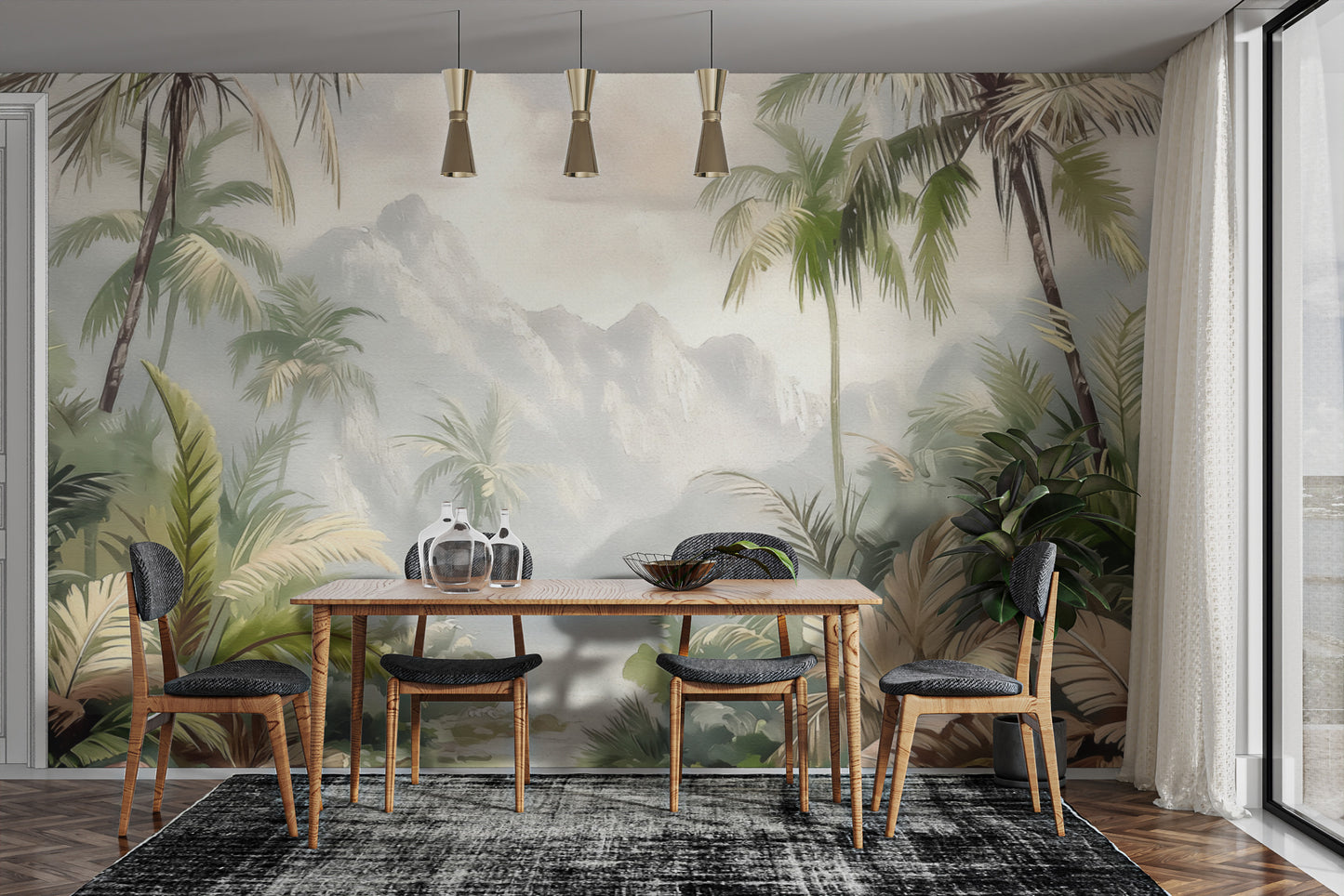 Misty Tropical Jungle Wall Mural
